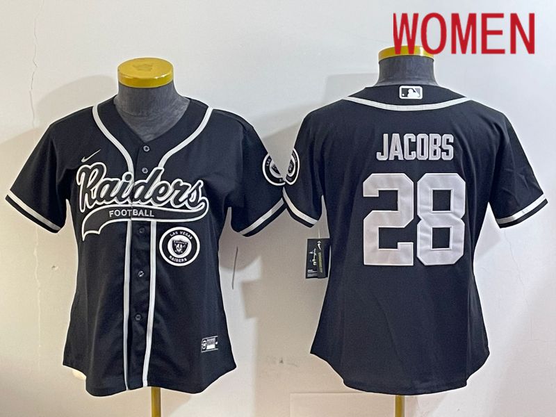 Women Oakland Raiders #28 Jacobs Black Joint Name 2024 Nike Limited NFL Jersey style 6->women nfl jersey->Women Jersey